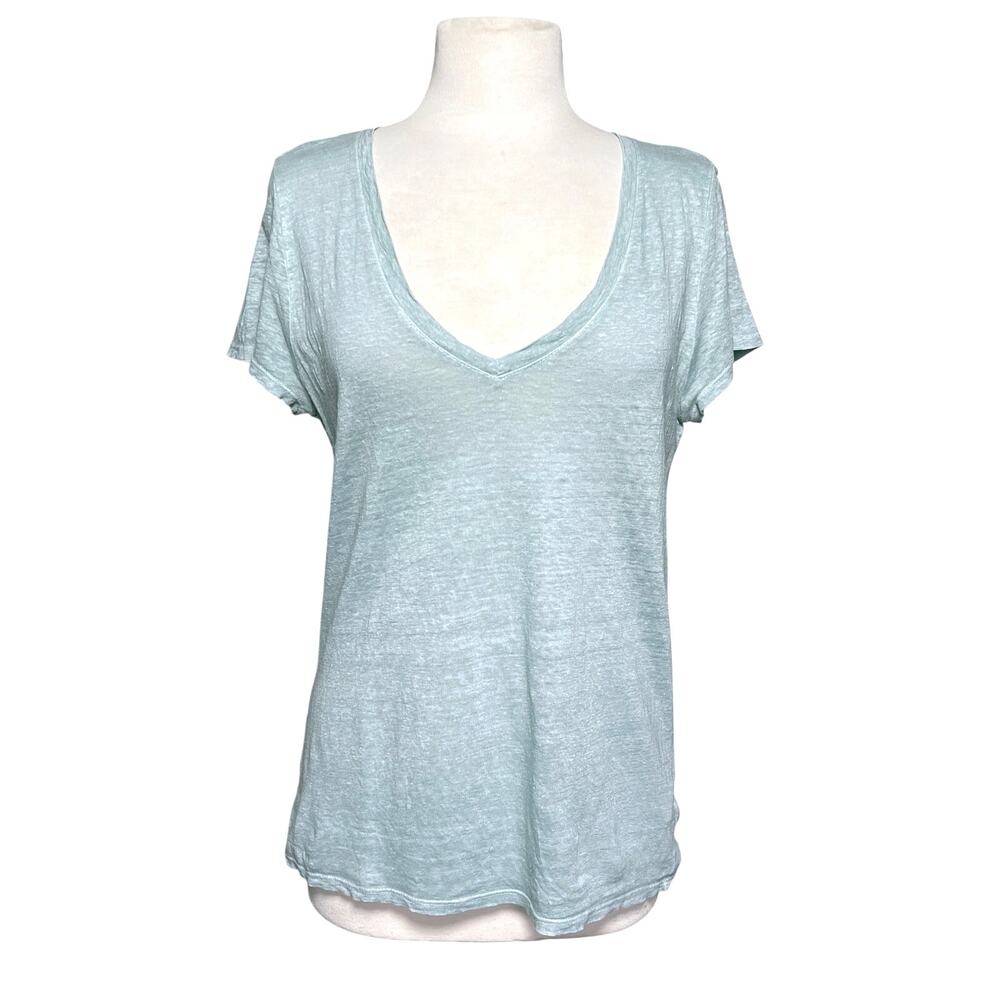 CP SHADES Women’s Bijou V Neck Linen Slub Knit Short Sleeve Tee Shirt